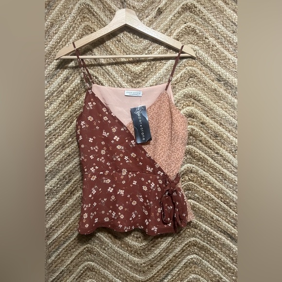 Anthropologie Paper Crane Junior's Double Print Faux Wrap Peplum Top,Size M,NWT - Picture 1 of 10